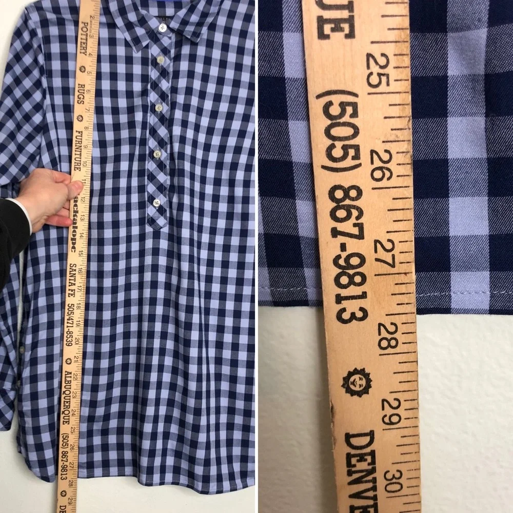 Talbots Gingham Popover Tunic Button Side Blouse - Picture 13 of 16